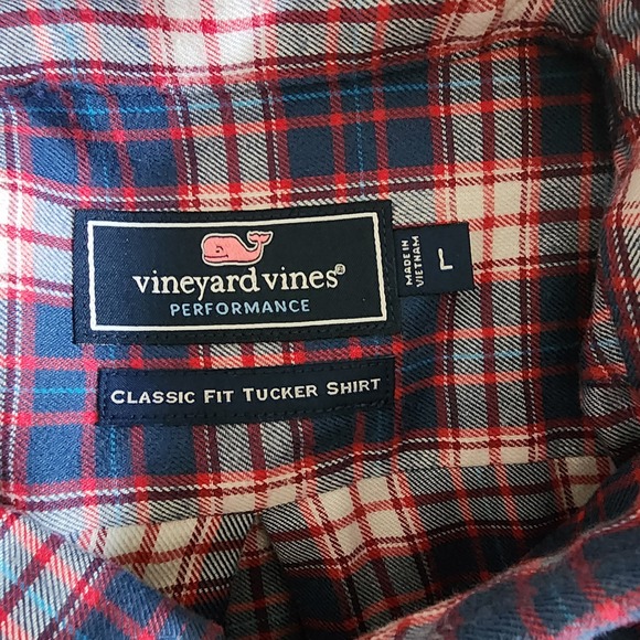 Vineyard‎ Vines Large Silver Peak Plaid Performance Flannel Classic Tucker Shirt - Picture 1 of 6